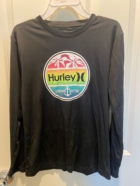 Hurley Black Girls Long Sleeve Rashguard EUC